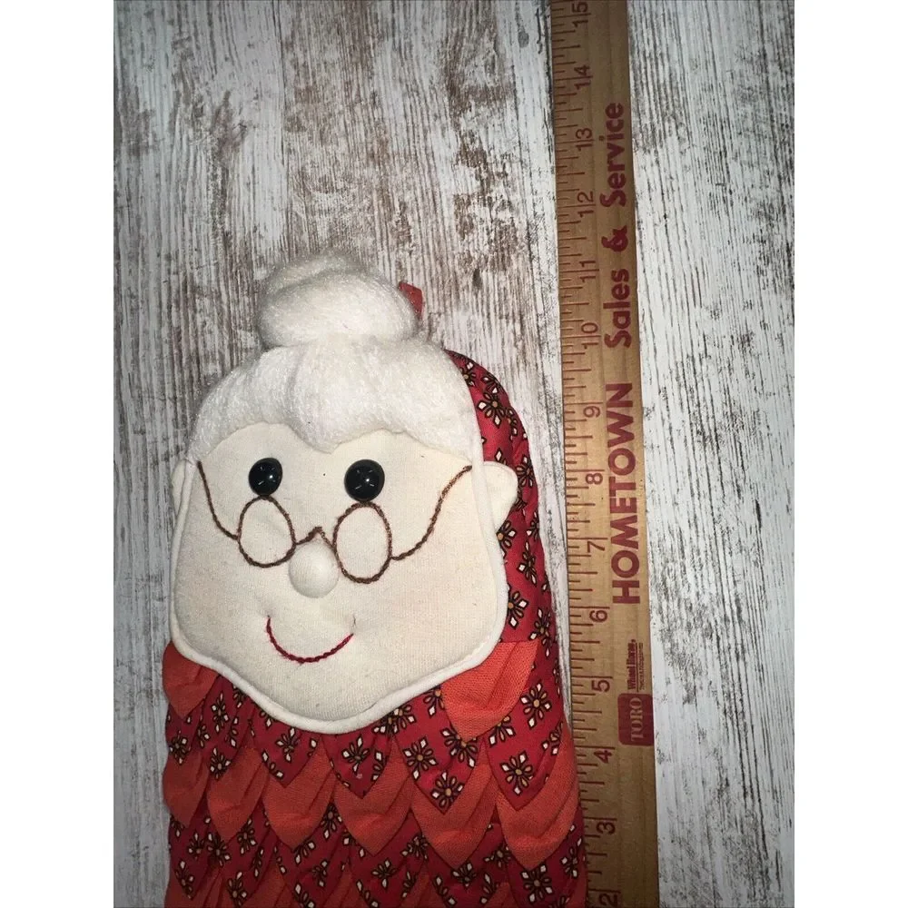 Vintage Christmas Mrs Santa Claus‎ Oven Mitt Potholder